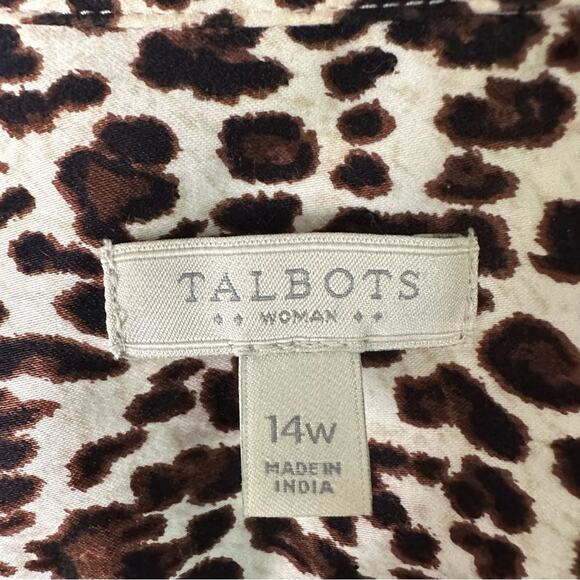 Talbots leopard print button down long sleeve blouse mobwife career plus size - Picture 5 of 10